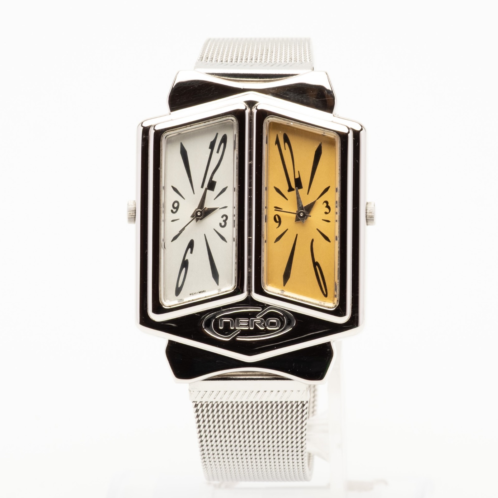 Vintage [EXC+5] PA-NERO PC11-M001 Silver Dual Time 35mm Quartz Men’s Watch