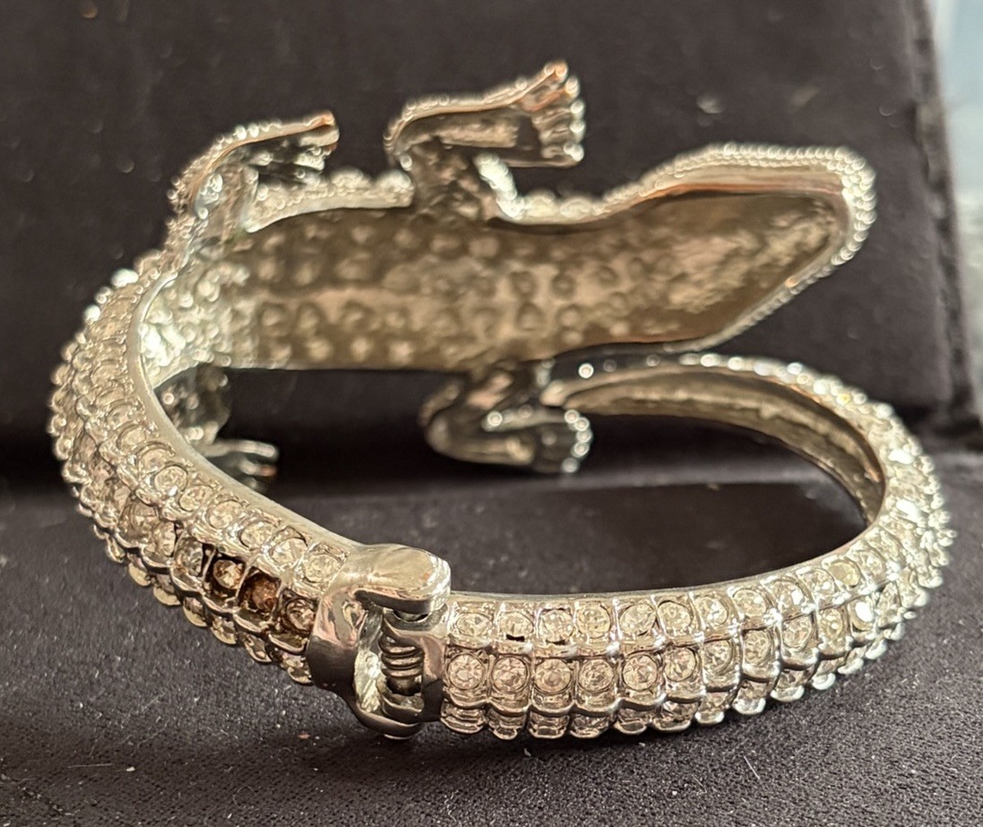 Crystal Rhinestone Cocktail Bangle Bracelet Wrap Alligator – Flawed