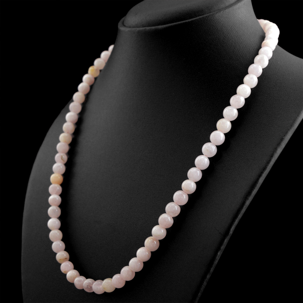 BEAUTIFUL 217.45 CTS EARTH MINED PINK ROSE QUARTZ UNTREATED BEADS NECKLACE (RS)