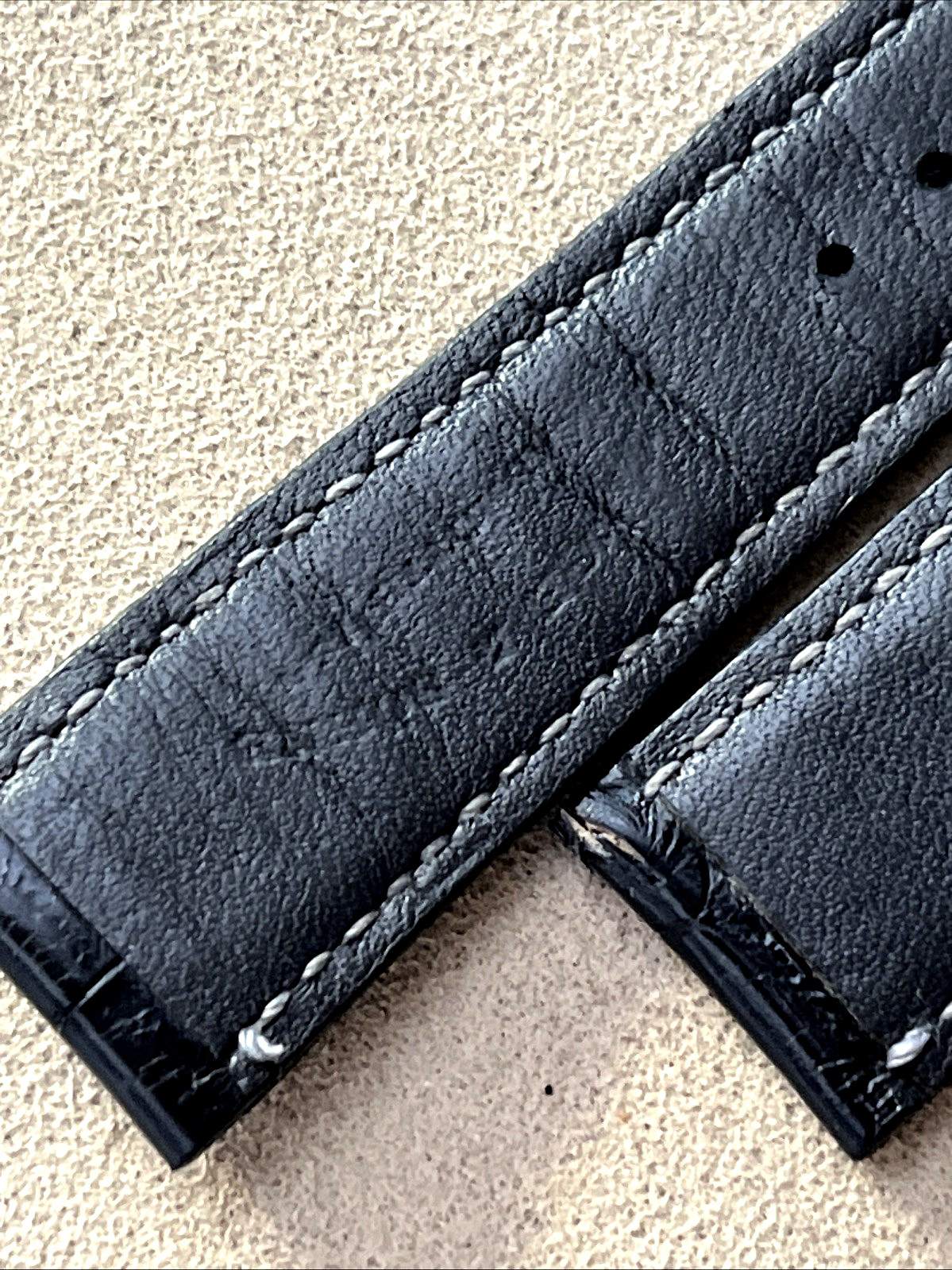 A. Lange & Söhne Watch Strap 20 x 18 Matt Dark Charcoal Gray Crocodile Authentic