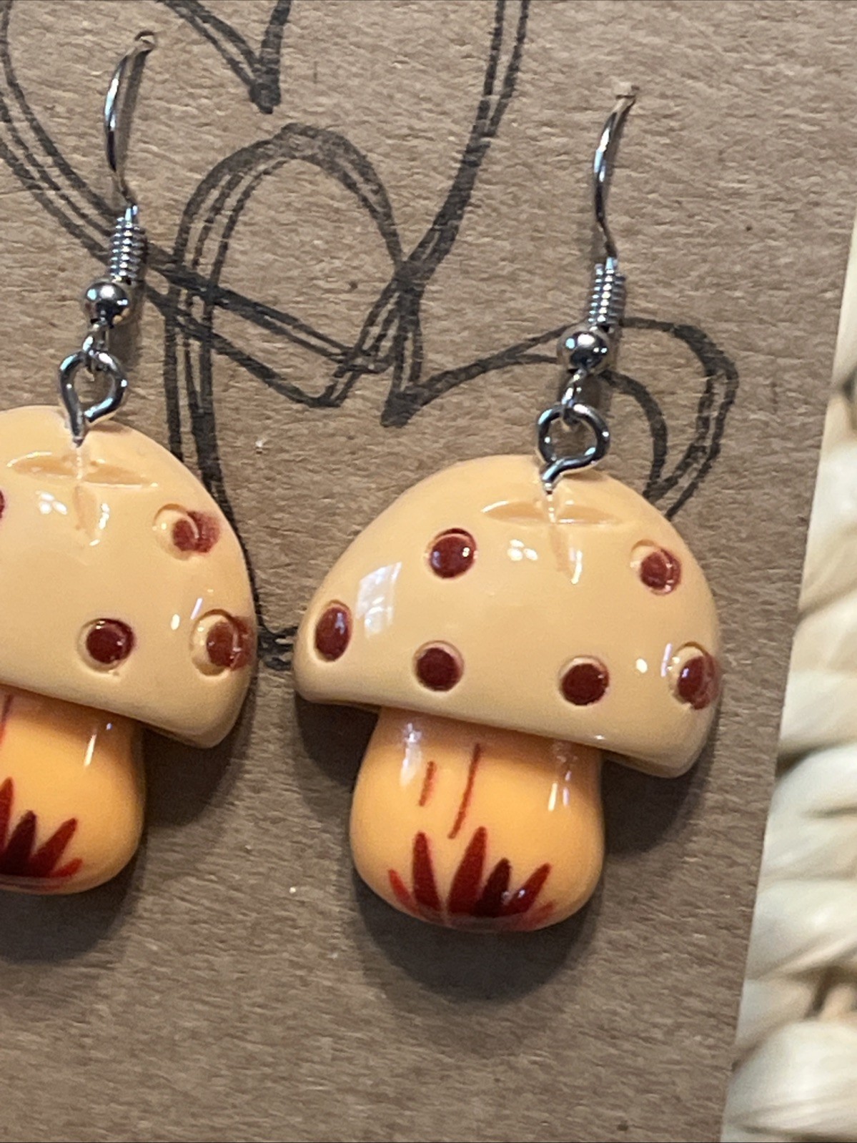 Mushroom Earrings NEW Retro Look