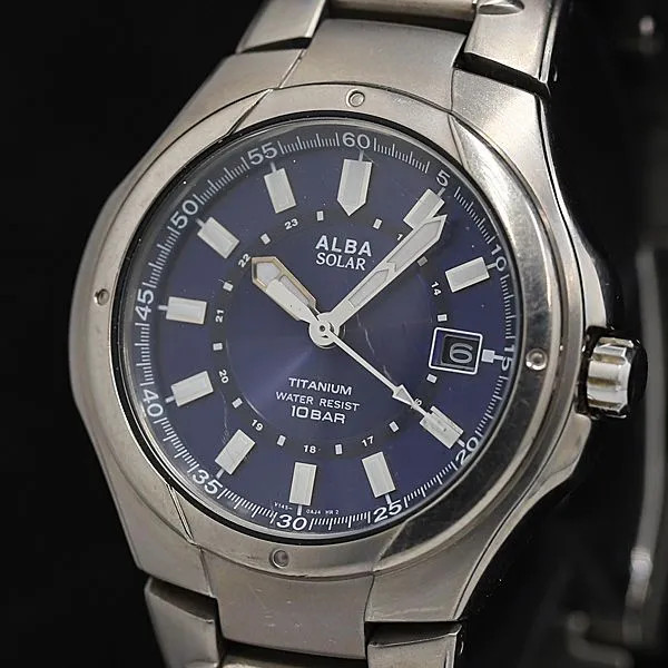 Working condition, excellent condition Seiko Alba Solar Titanium V145-0AG0 Navy