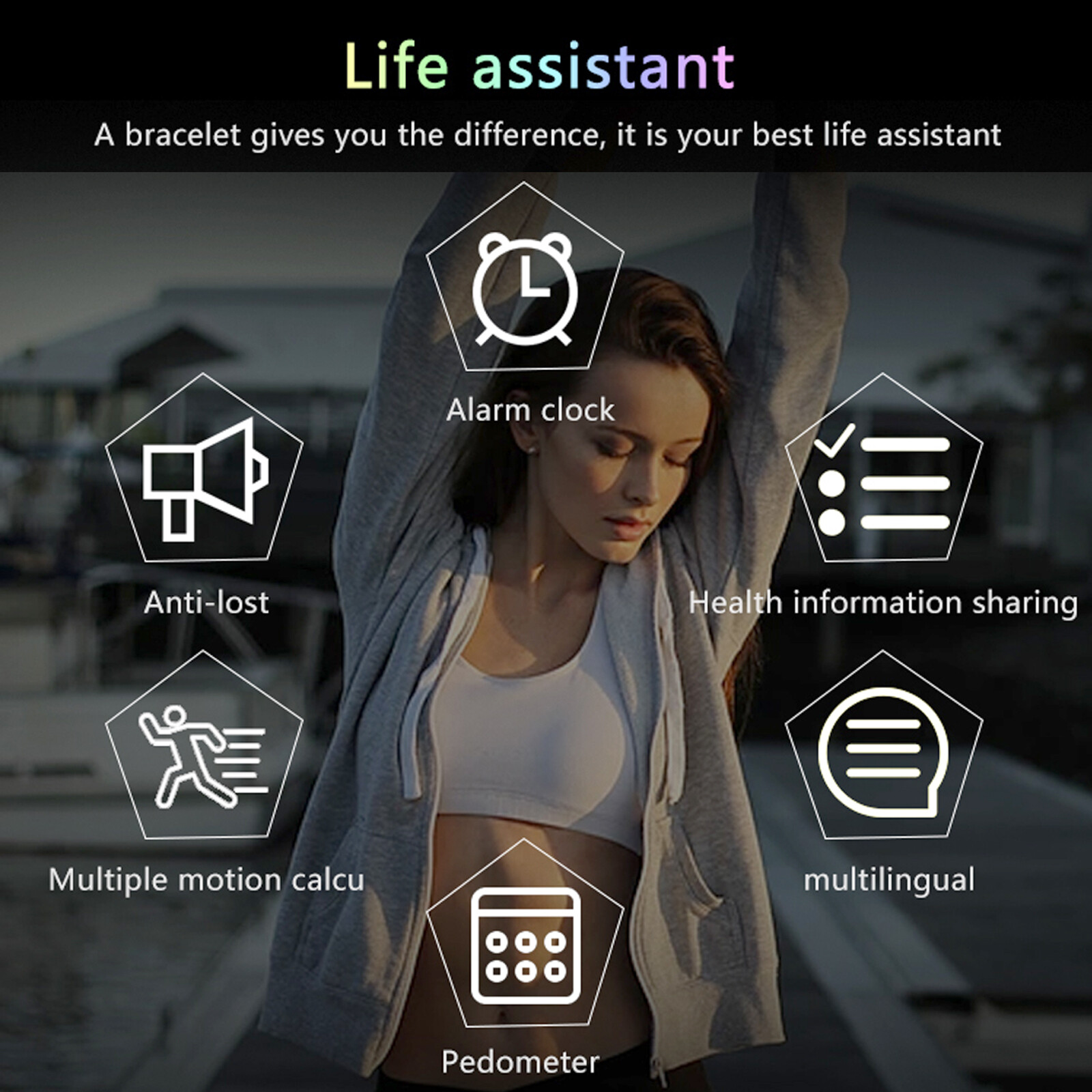 Bluetooth Smart Watch Sports Fitness Tracker Sleep Monitor Watch for Men Women