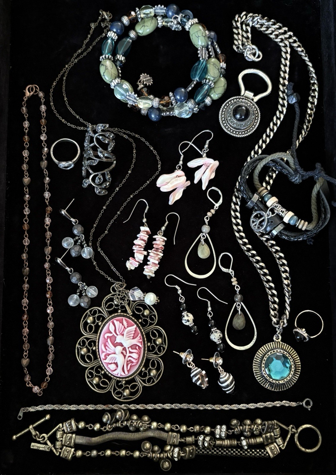 Vintage To Now Mix Estate Jewelry Lot 17pc Boho Electric Style All Wearable