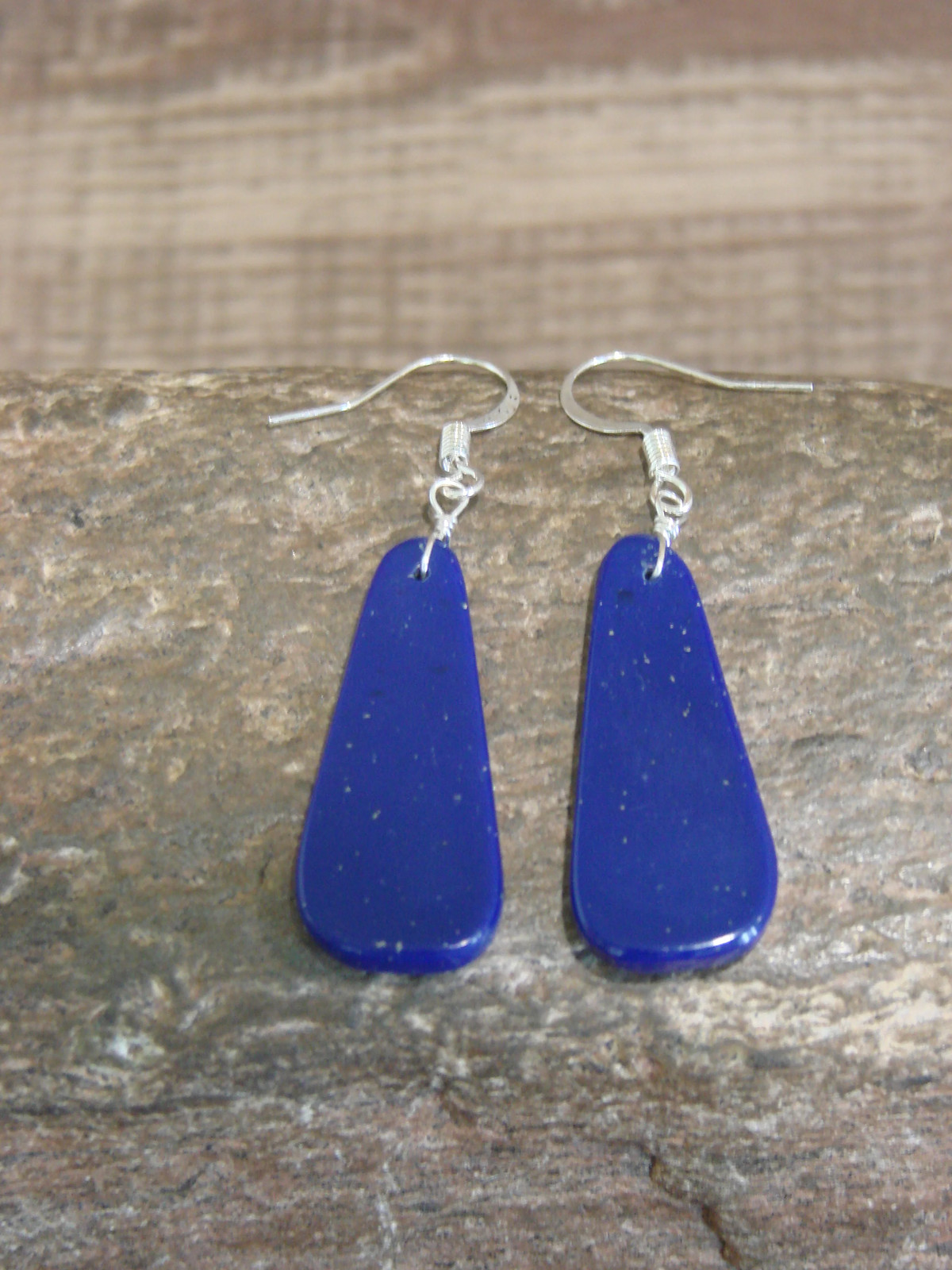 Native American Sterling Silver & Lapis Slab Earrings – Garcia