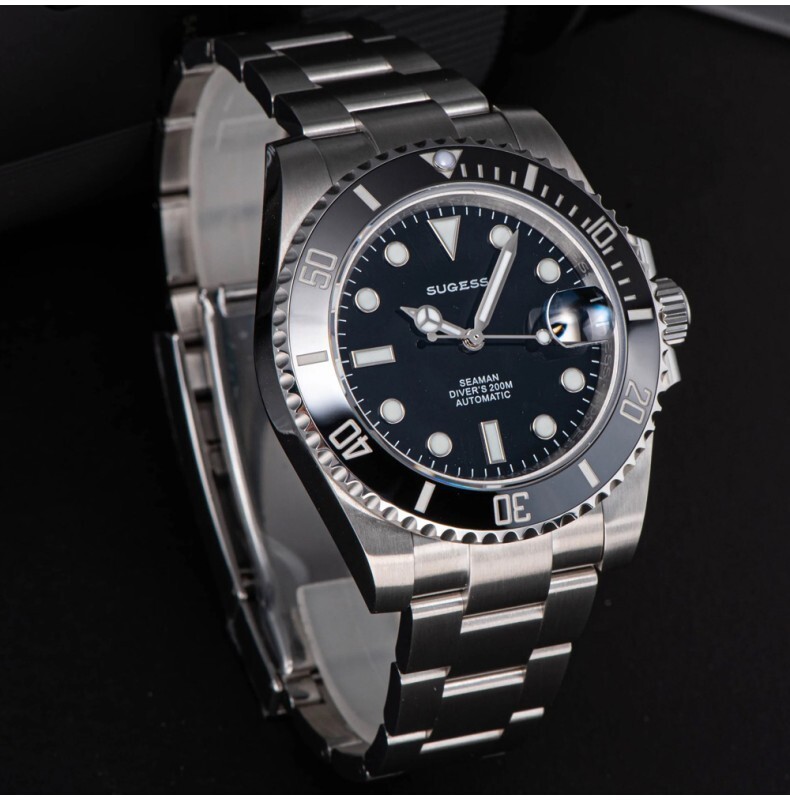 SUGESS S421 Sub Automatic Black Steel Date Sapphire Men’s Watch