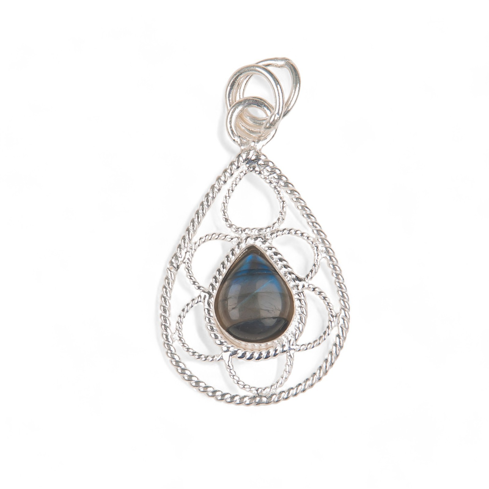 925Sterling Silver Labradorite Gemstone Jewelry Handmade Boho Pendant 1.4″ Gifts