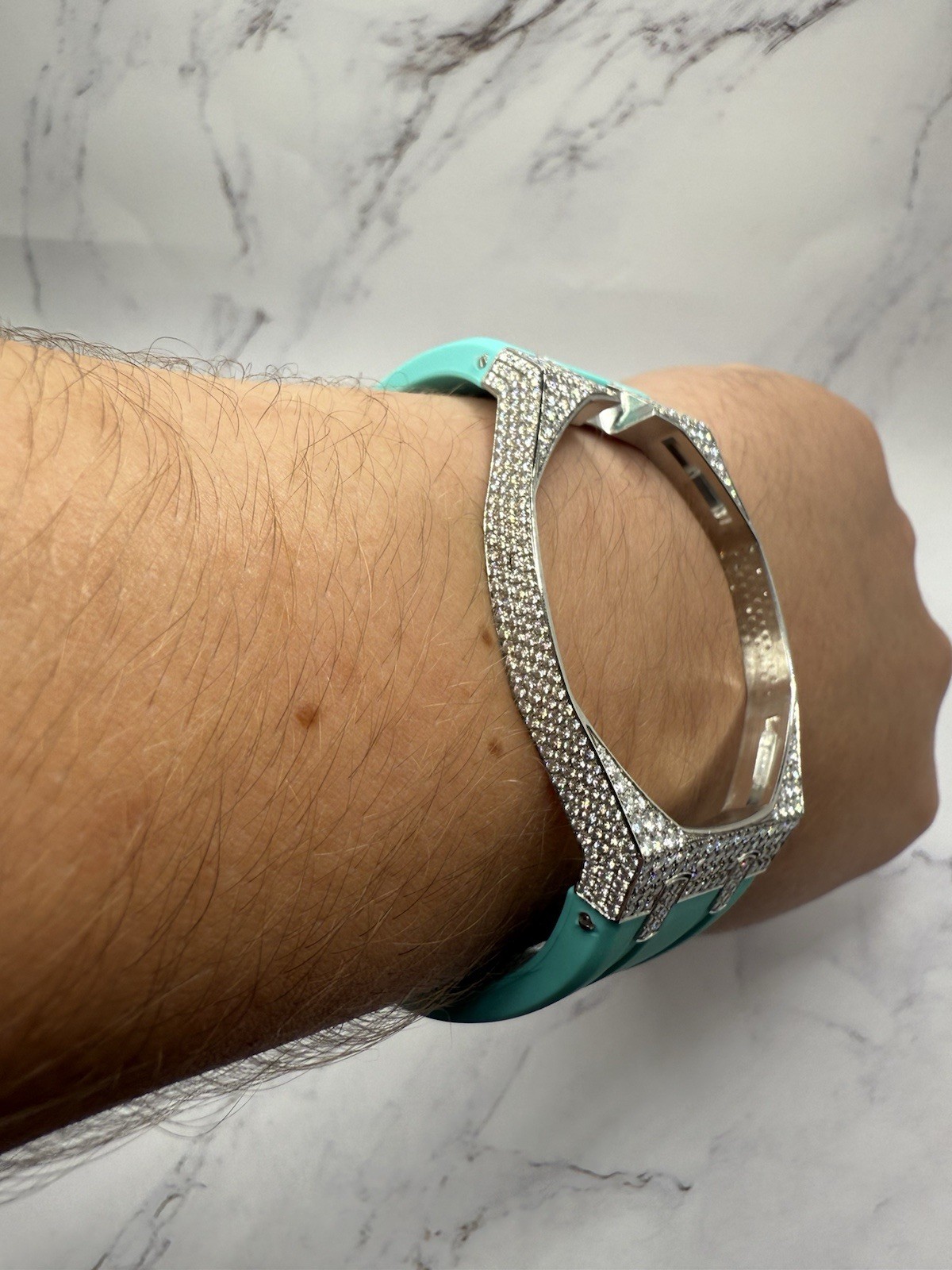 ICED OUT VVS1 Royal Pop conversion kit, 925 SS Bezel, stainless steel clasp