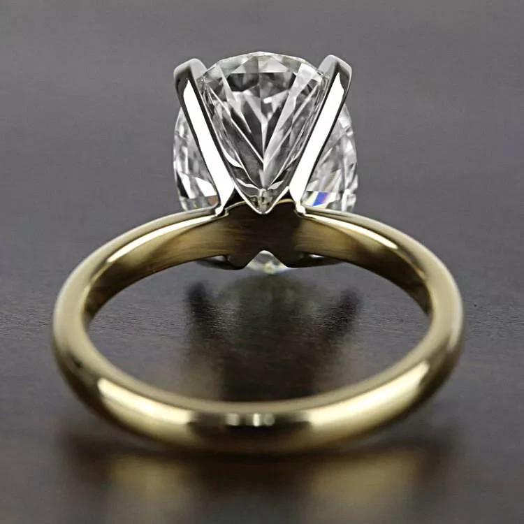 8.00 Ct Certified Oval Shape Natural White Diamond Ring VVS1 Yellow Gold Finish