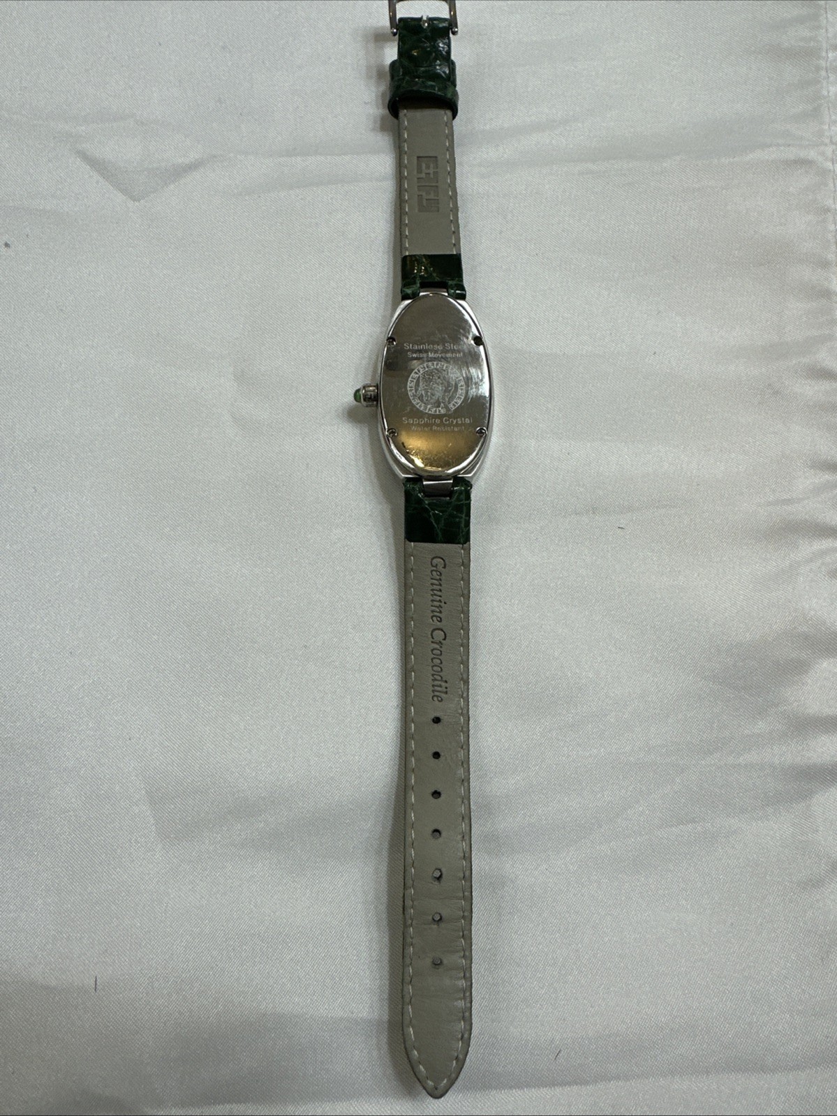Effy Diamond & Tsavorite 1.78 Ct Swiss Quartz Ladies Watch Green Crocodile Strap