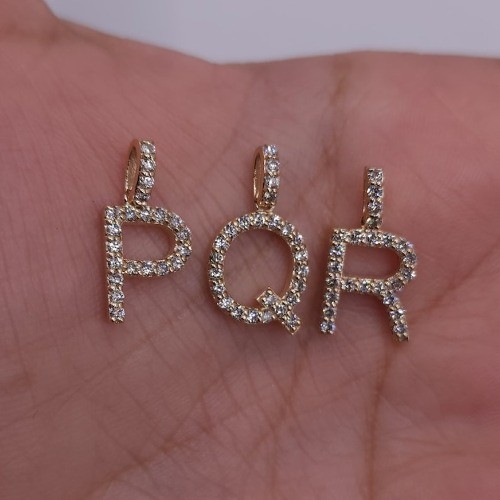 14Kt Gold Initial Letter 0.36 Ct Lab Grown Diamond Pendant