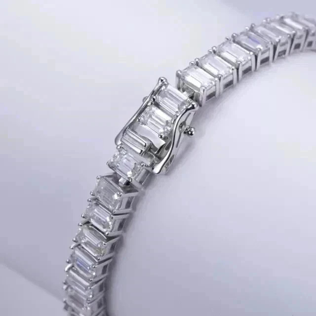 12TCW Emerald Lab Created Diamond Women’s Tennis Bracelet 14k White Gold Plated
