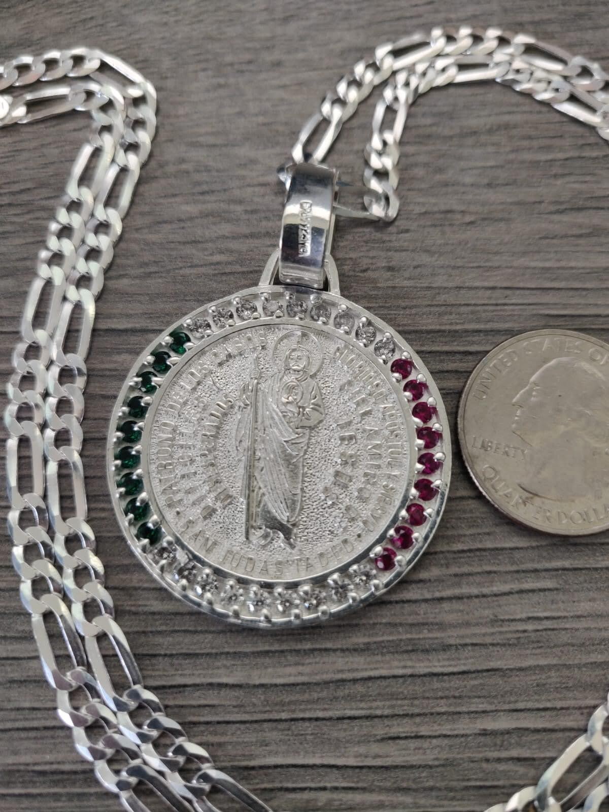 cadena y san judas c/ zirconia plata 925 28g 26″ 4.5mm.