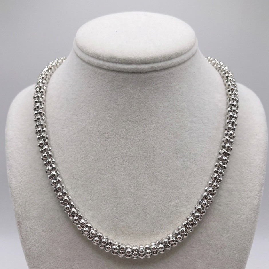Bold Round Popcorn Coreana Chain Necklace Stainless Steel QVC