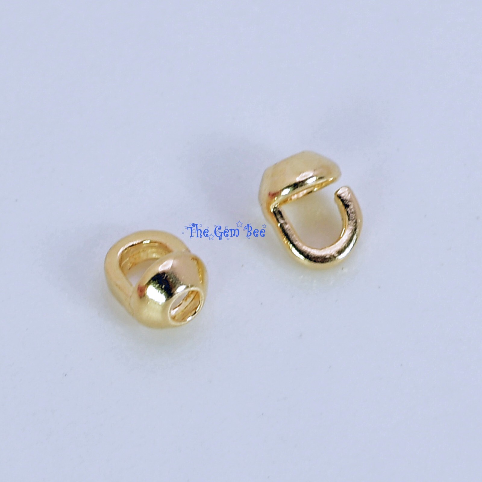 14K Solid Yellow Gold Crimp Hook Bead Tip Cup End Findings Quantity: (2)