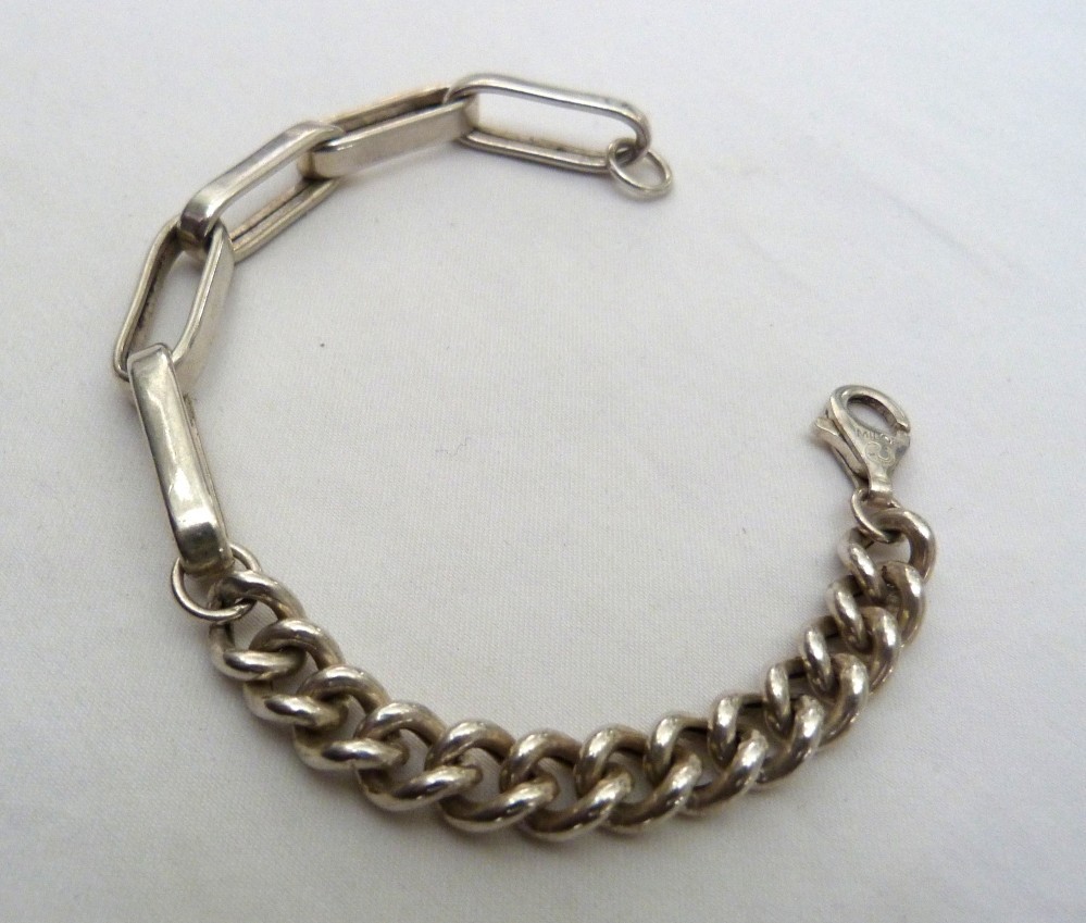 ITALY MILOR 925 STERLING SILVER LARGE LINK CHAIN CHUNKY BRACELET 8″ LONG
