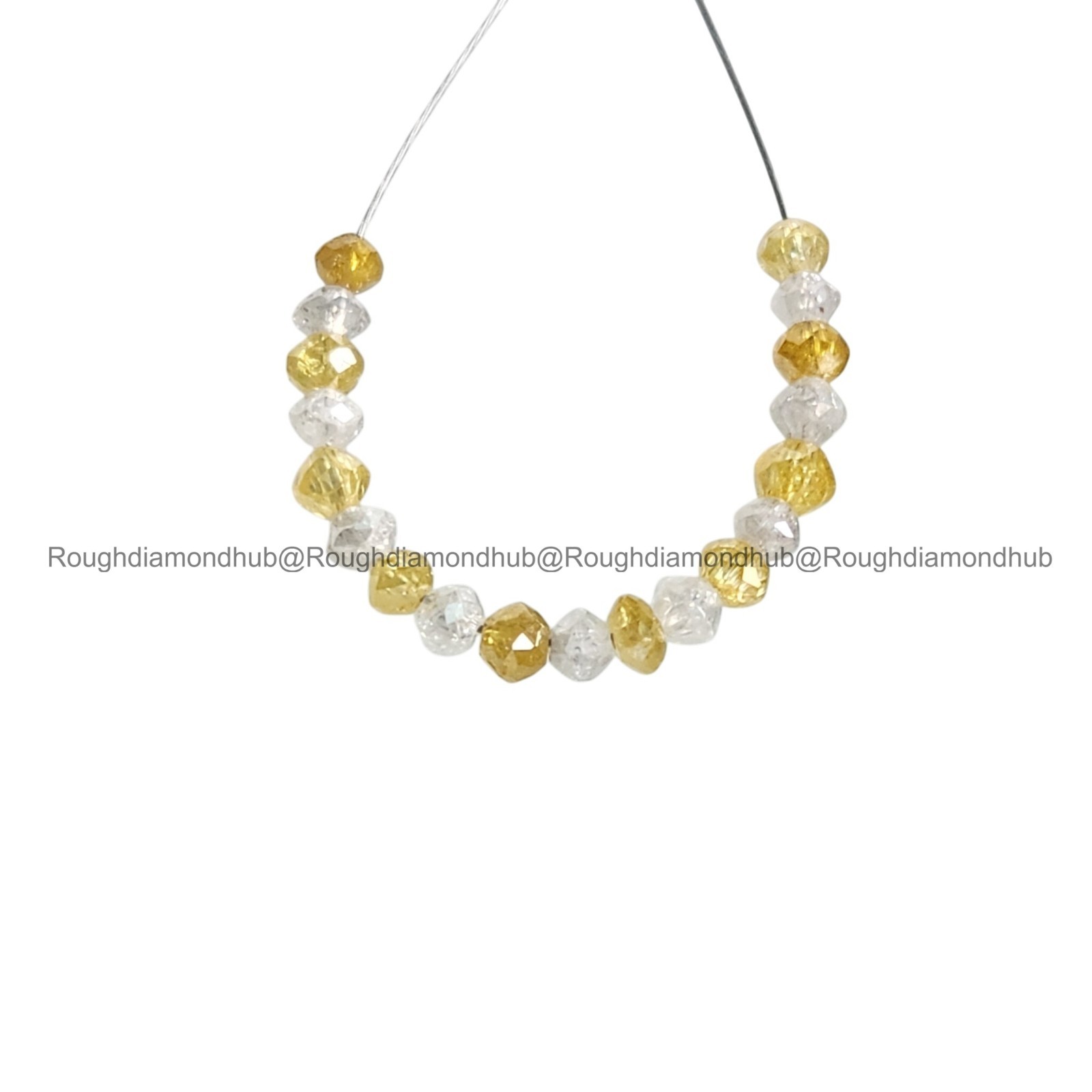 1.03 Ct Natural Yellow White Round Loose Diamond Beads wt Drilled Hole