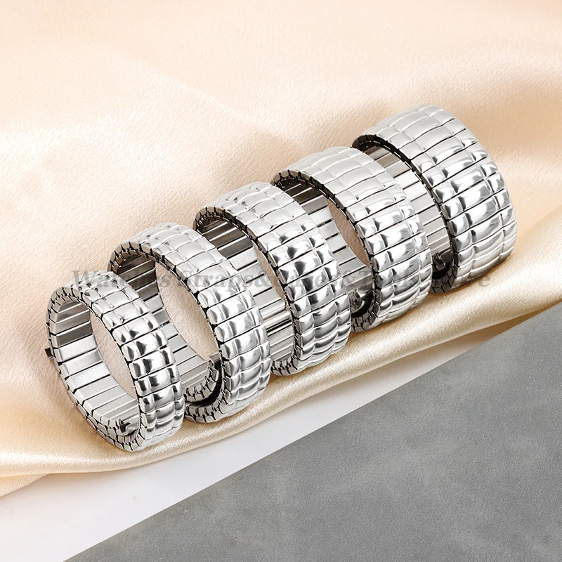 Stretch Stainless Steel Watch Band Strap 14-20Mm Metal Elastic Unisex Bracelets