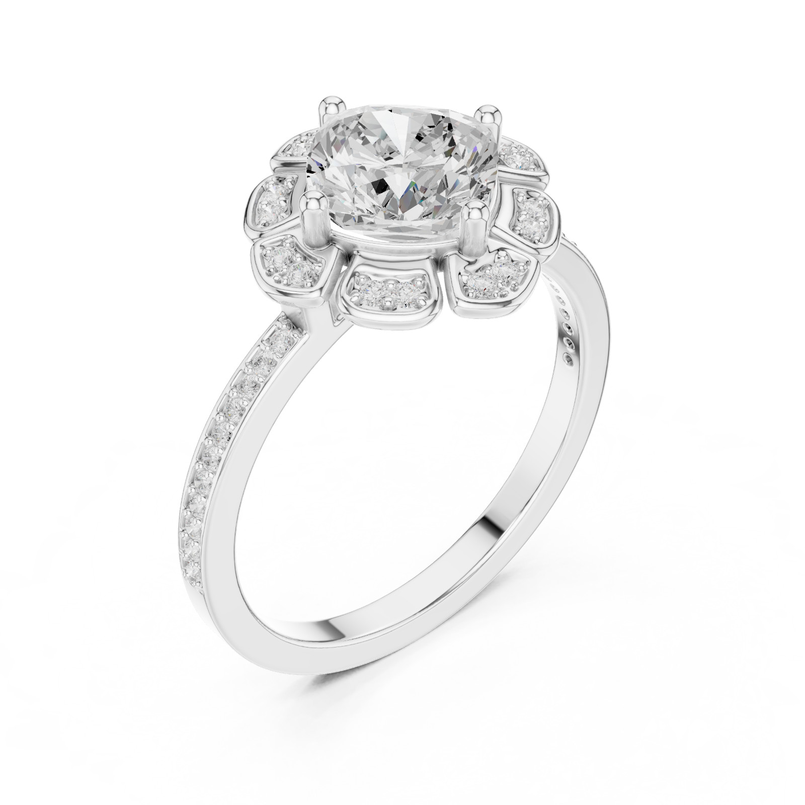 Cushion Certified 1.6 Ct Lab Grown Diamond Anniversary Cosmos Ring 14K Gold Over