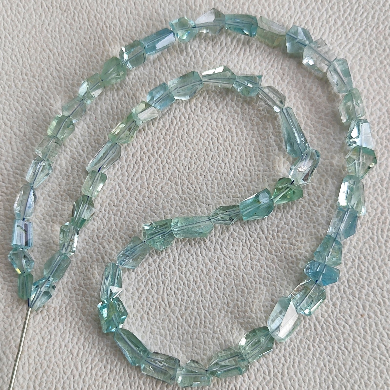 8-9mm Natural Aquamarine Faceted Nugget Beads 17″ Strand Brazil Gemstones