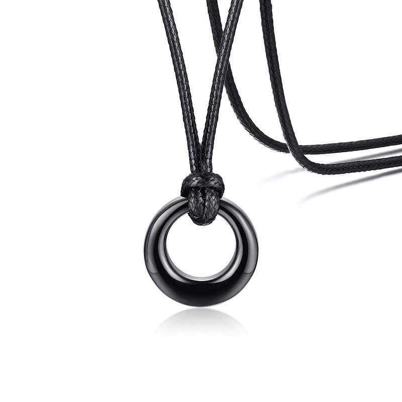 New Wax Rope Women Necklace Ash Urn Circle Charm Pendant Cremation Classic Gift