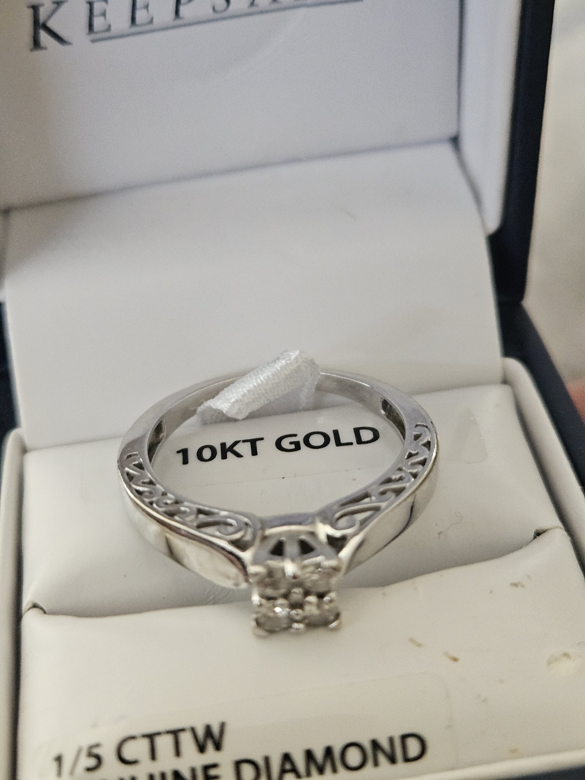KEEPSAKE WHITE GOLD & 0.2 CARAT DIAMOND ENGAGEMET RING SIZE 8.25