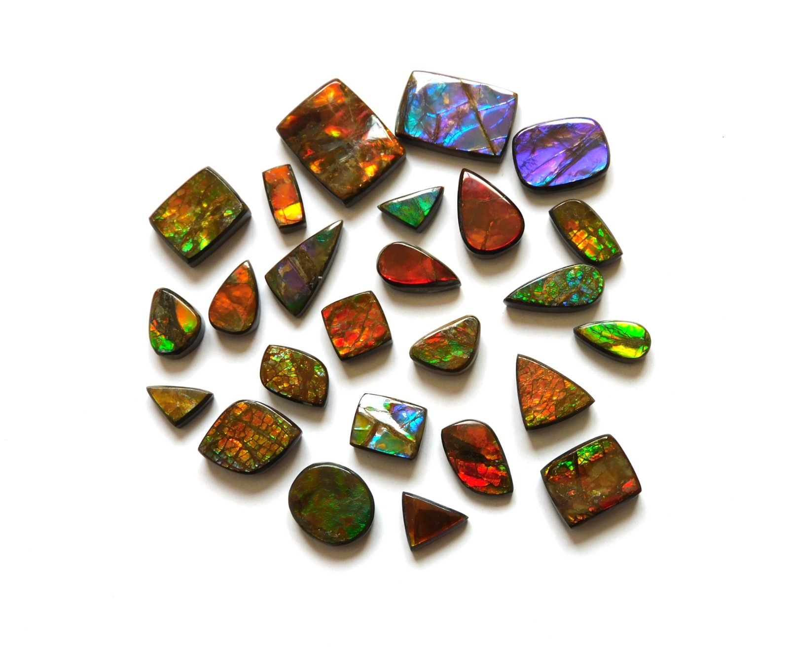 114.75 Cts Natural Ammolite 25 Pcs Lot Loose Cabochon Gemstone CN05