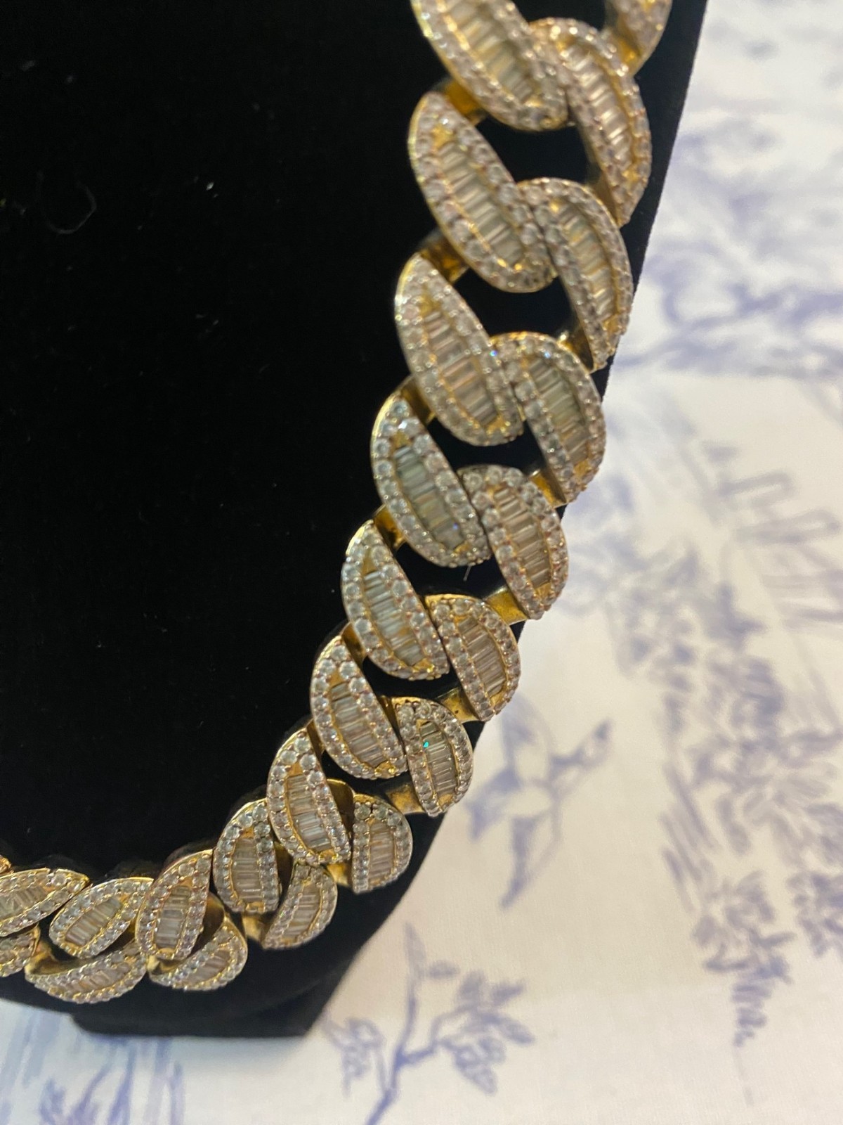 Necklace/Iced-Out Baguette Cuban Link Chain and Bracelet