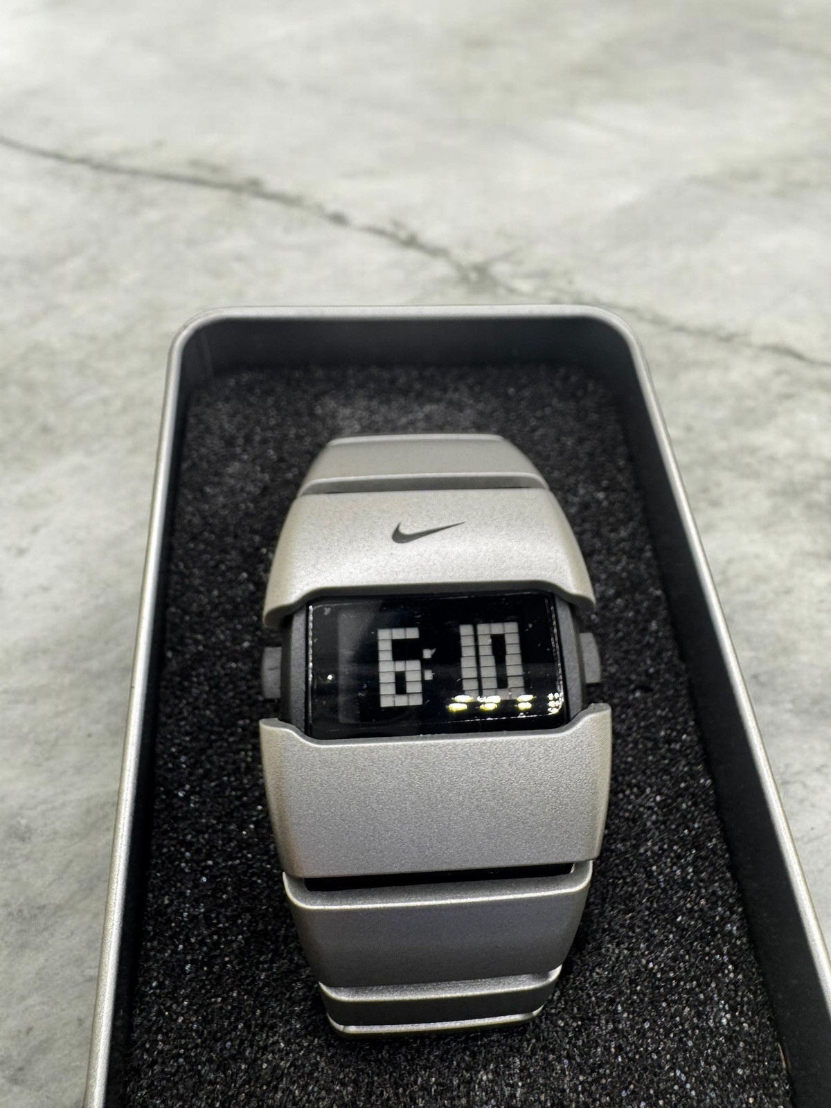 Vintage Nike D-Line Metal Steel Watch Y2K Avantgarde Retro Black Silver Rare