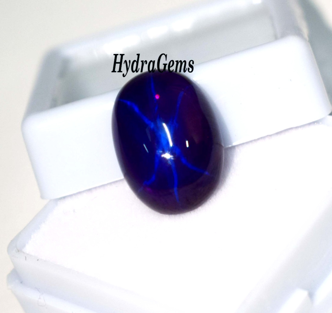 Natural 9Ct Blue Star Sapphire Cabochon 6 Rays Deep Royal Purplish Blue Gemstone