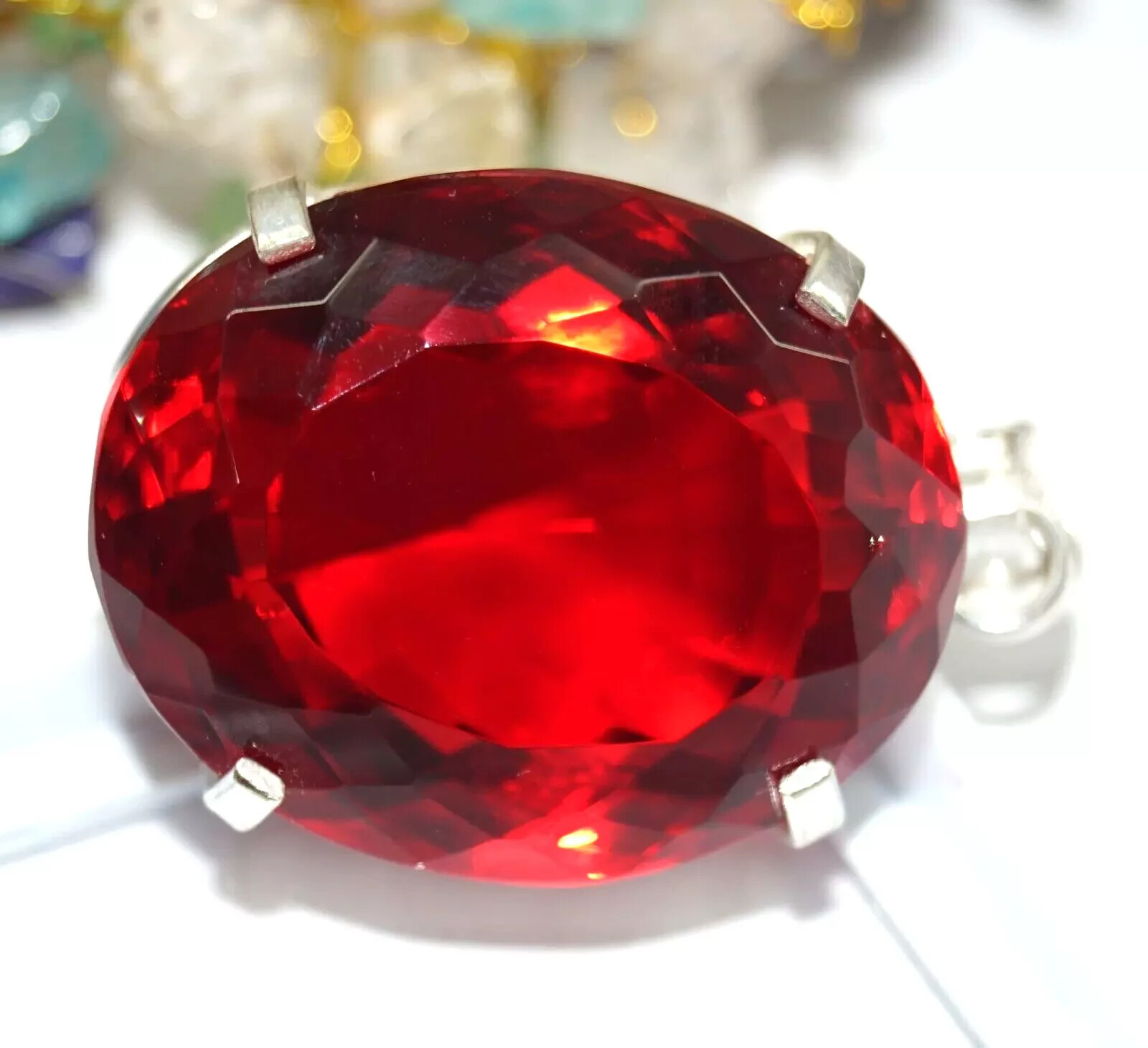 AAA+ GIE Certified 94 Ct+ Natural Red Topaz Pendant Oval Cut Loose Gemstone