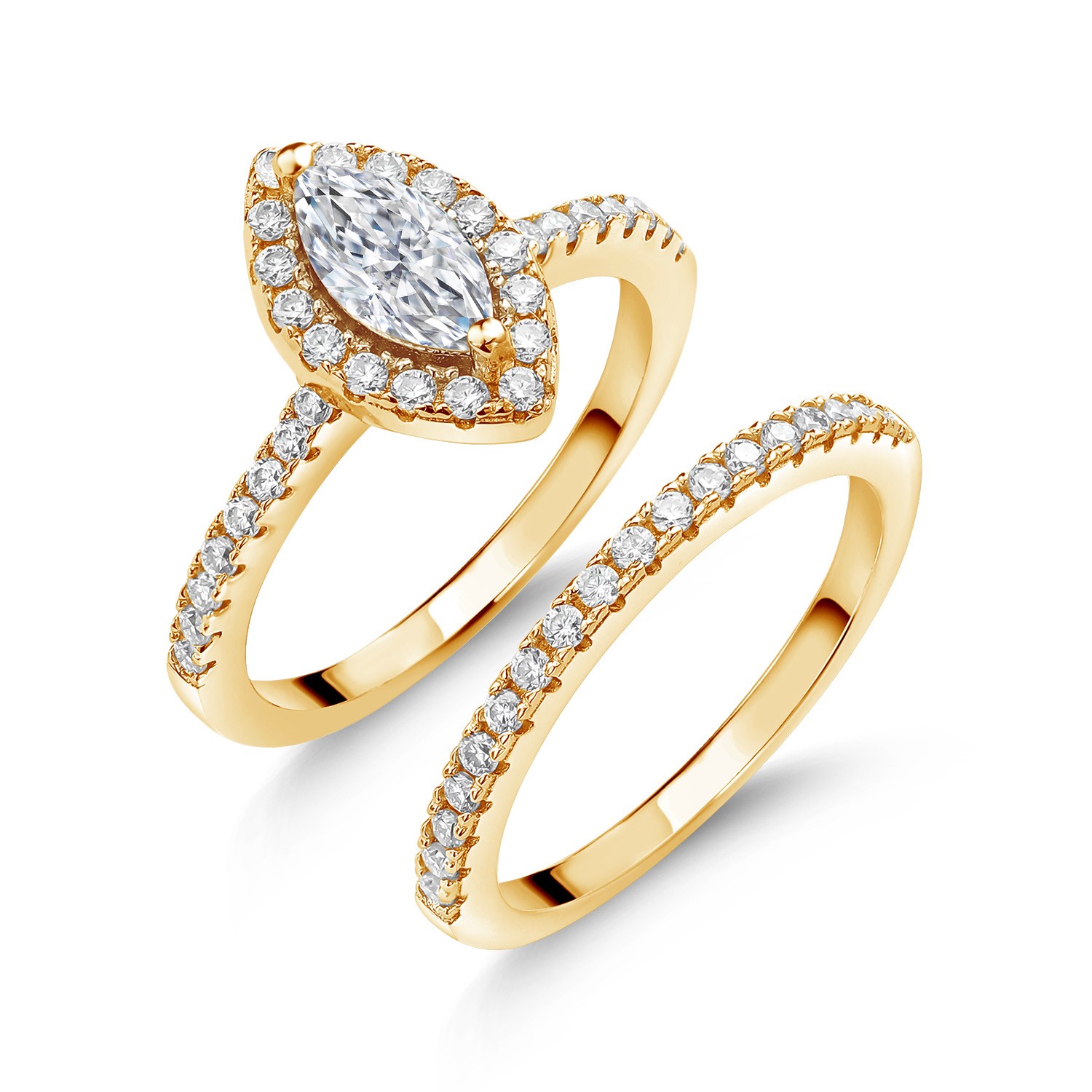 18K Yellow Gold Plated Silver Ring Set with Moissanite (1.02 Cttw)