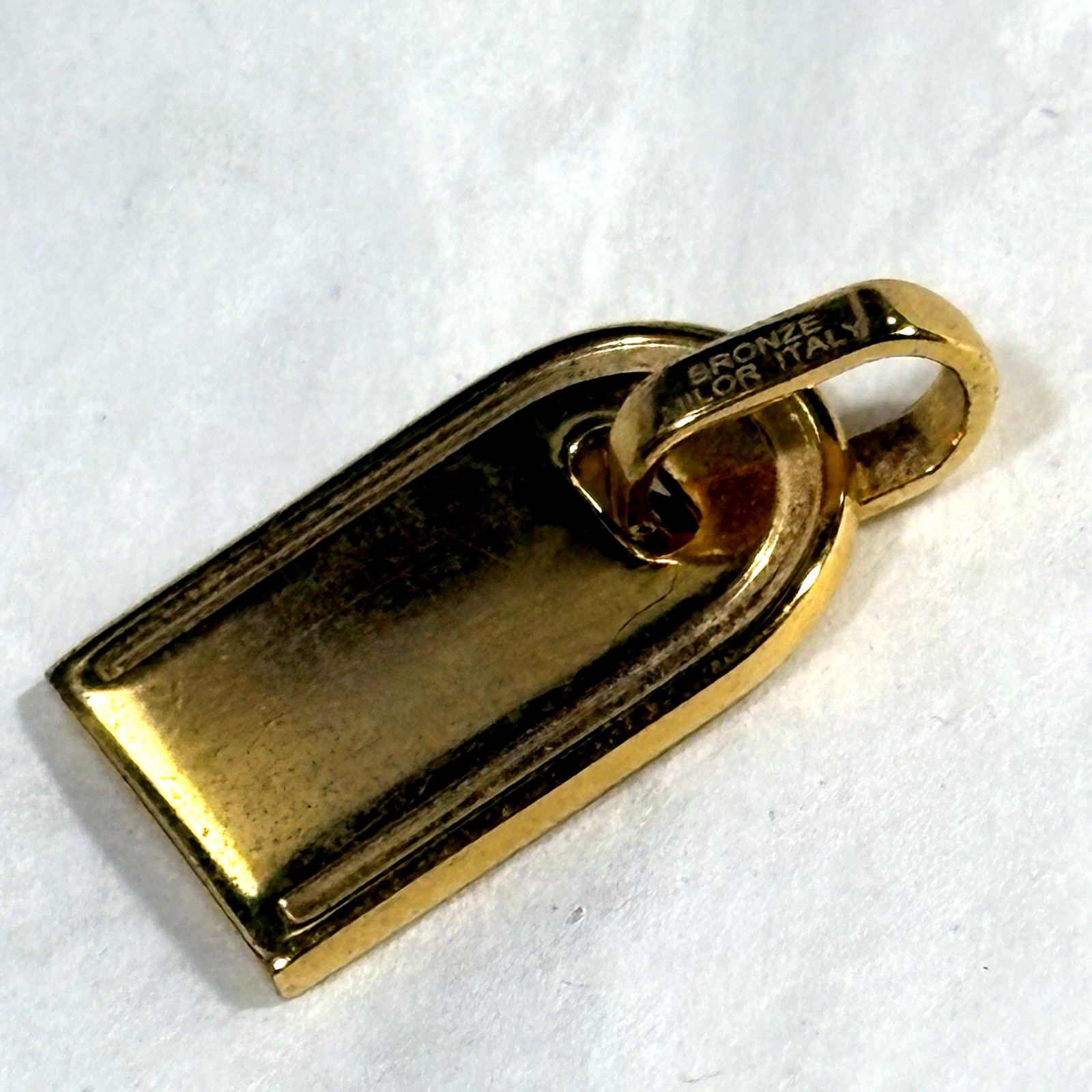 Vintage Bronze Milor Italy Gold Tone Letter J Pendant Retro Arch Initial 1″