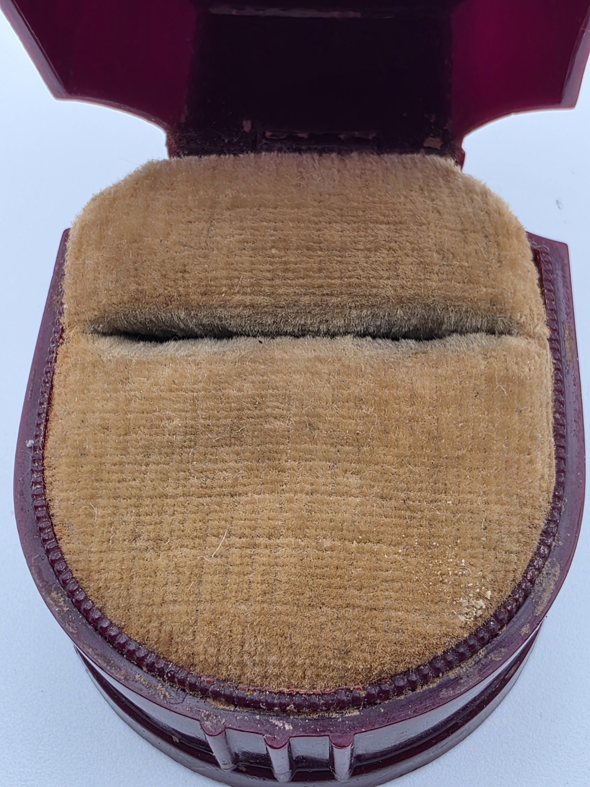 Vintage Art Deco Burgundy Ring Box – W&S Patent Pending – 1920s 1930s Art Deco