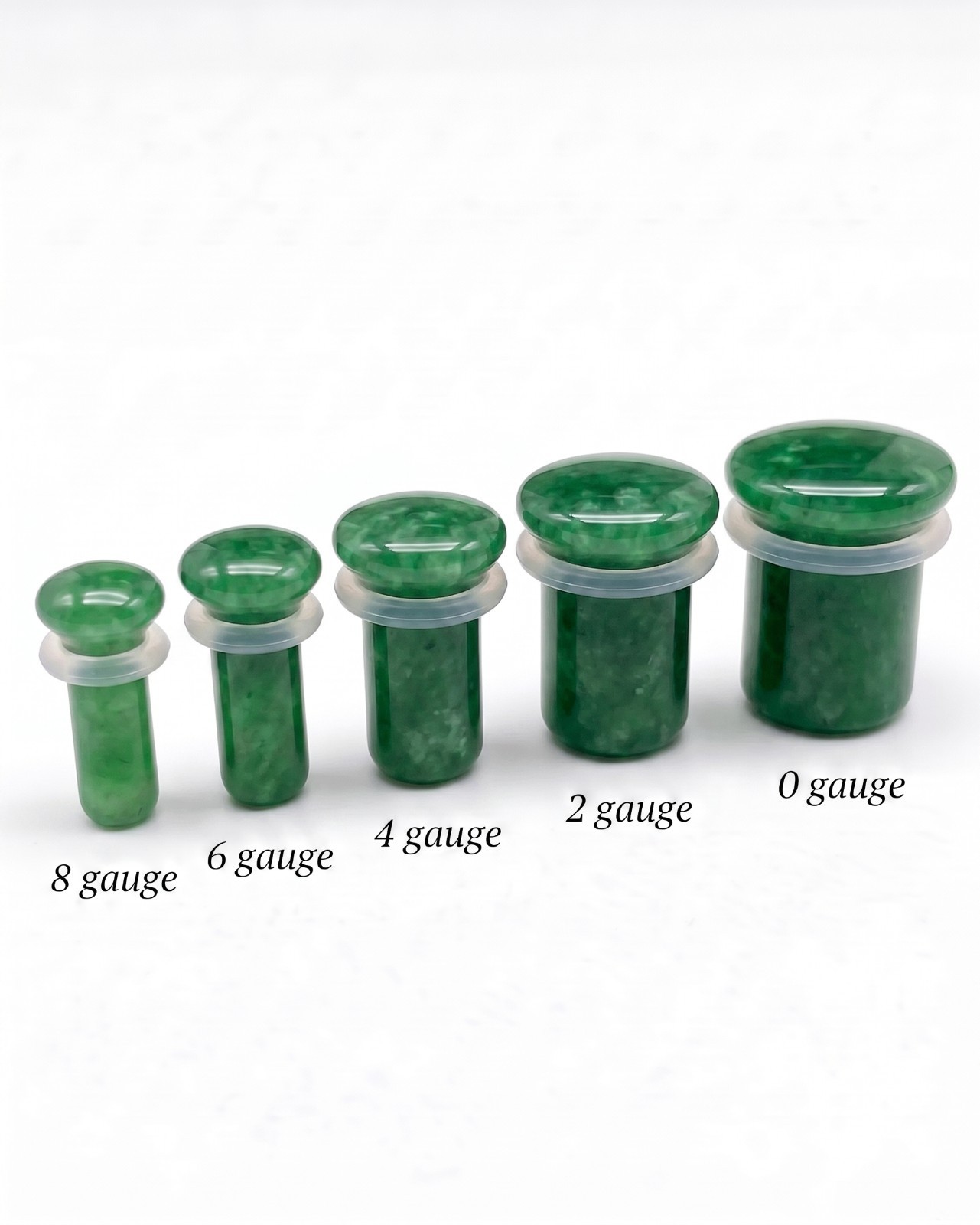 Pair of Single Flare Jade Stone Plugs gauges organic Size 8ga to 1 Inch E617