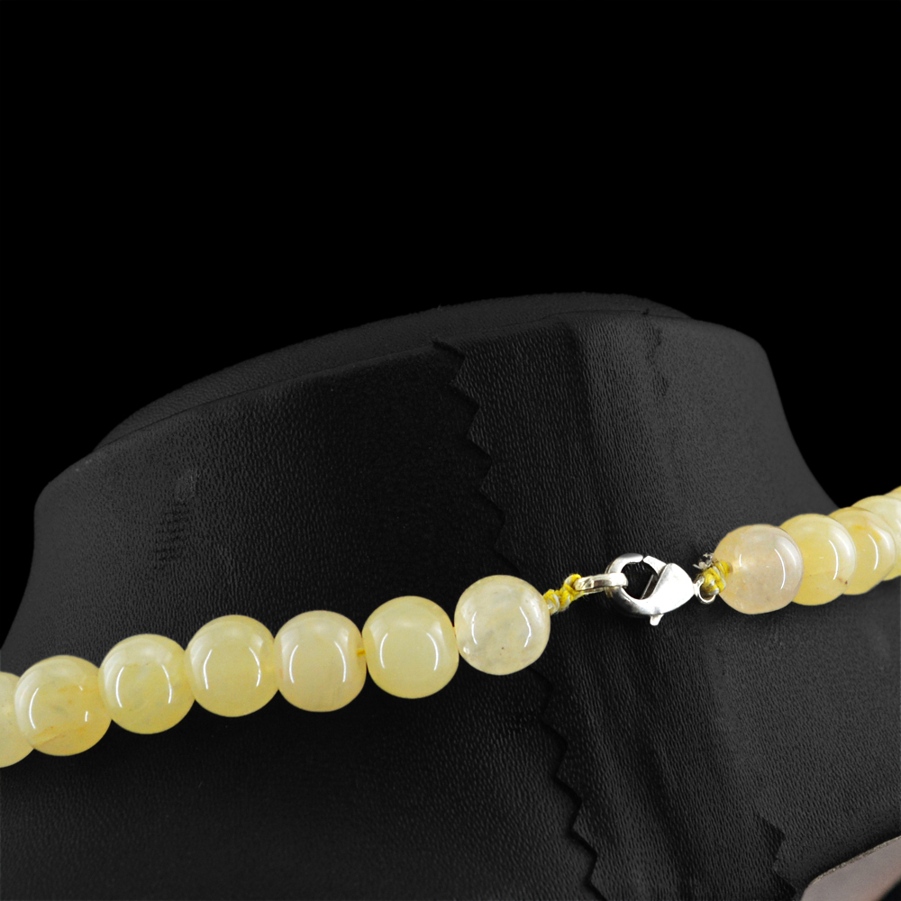 RARE 340.50 CTS EARTH MINED RICH YELLOW AVENTURINE ROUND SHAPE BEADS NECKLACE