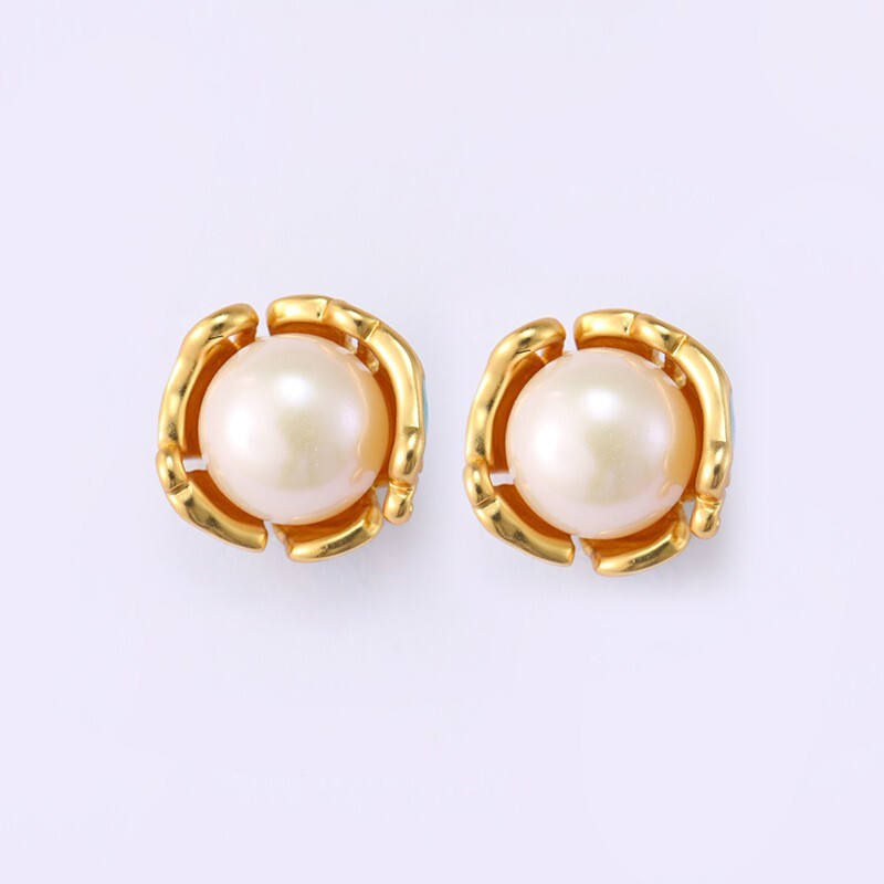 925 Silver Post Copper Natural Freshwater Enamel Pearls Earrings Stud Jewelry