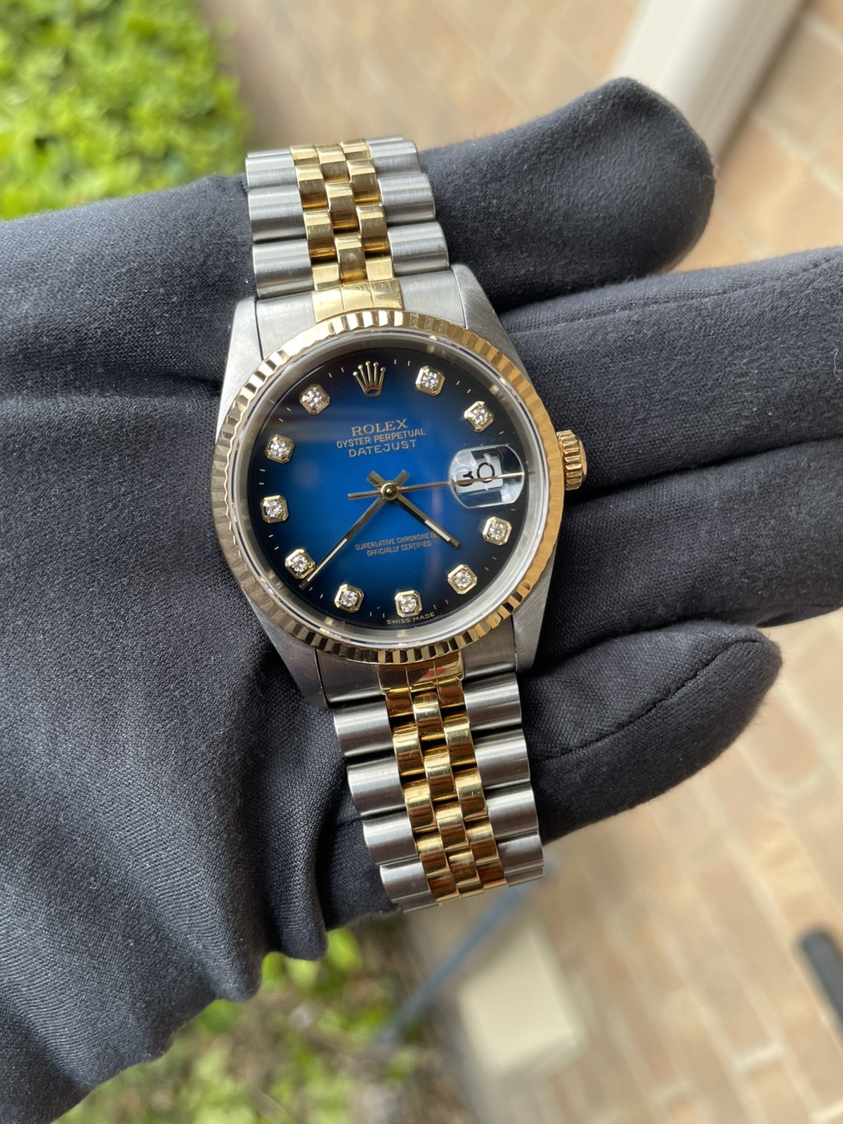 Rolex Datejust 16233 original blue vignette Diamond Dial 36mm
