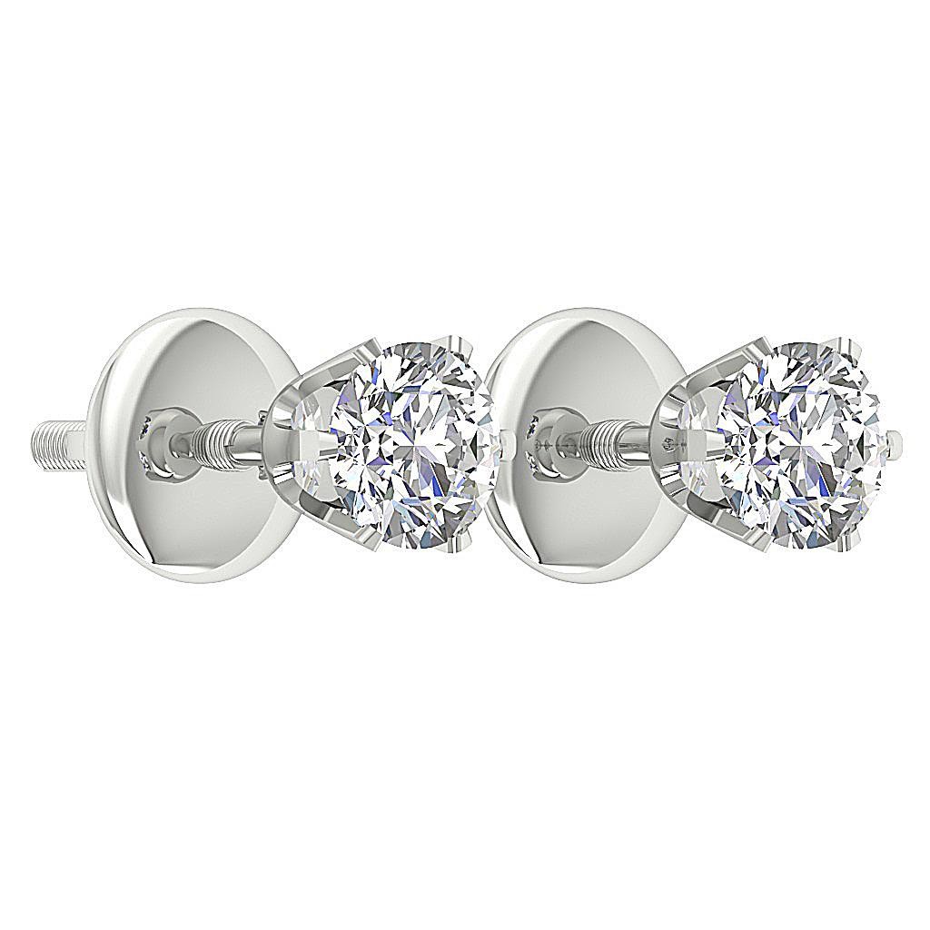 0.50Ct Solitaire Studs Earrings Round Diamond 14K White Yellow Rose Gold 4.30 mm