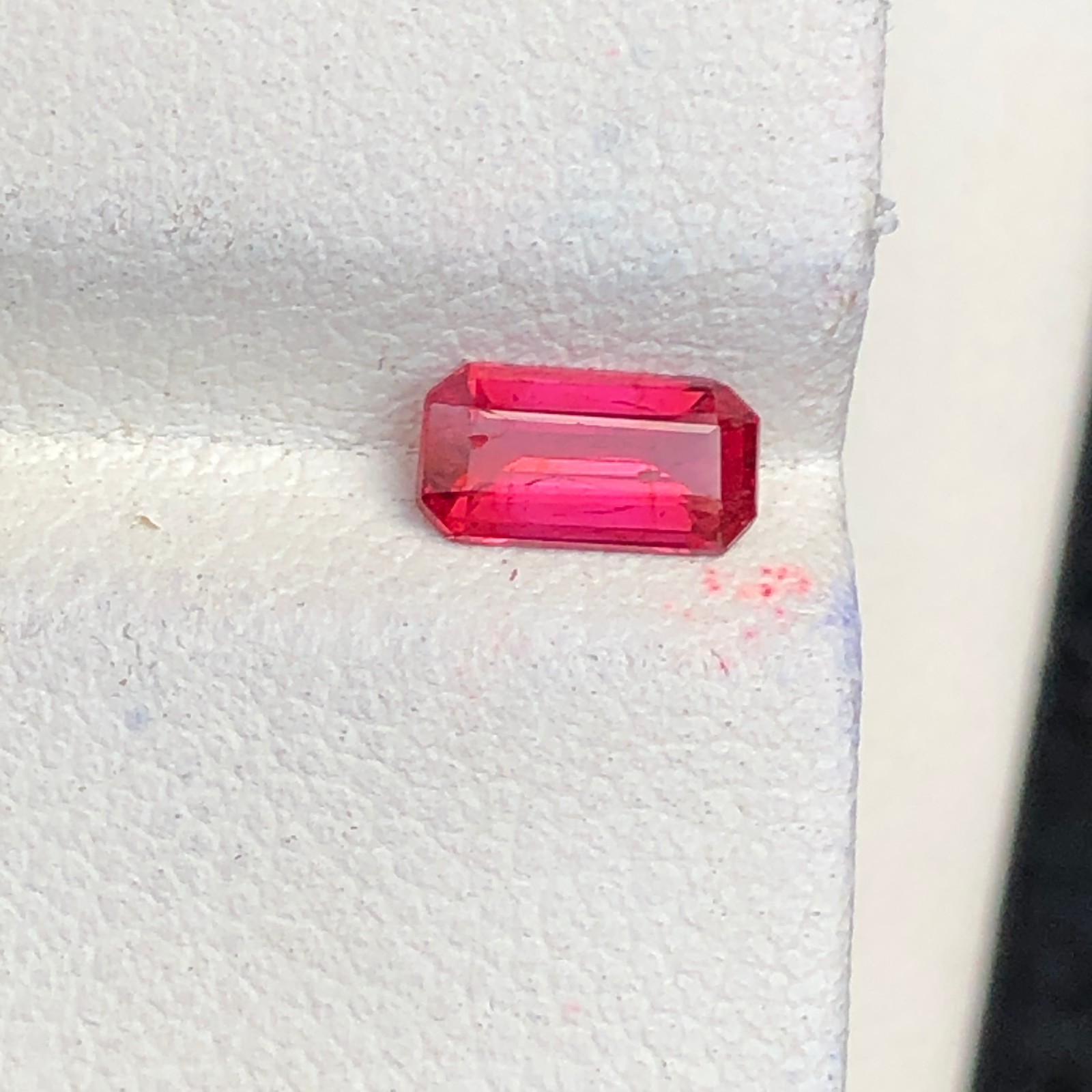 0.57 Carat Natural Emerald Cut Pinkish Red Spinel Loose Gemstone From Burma