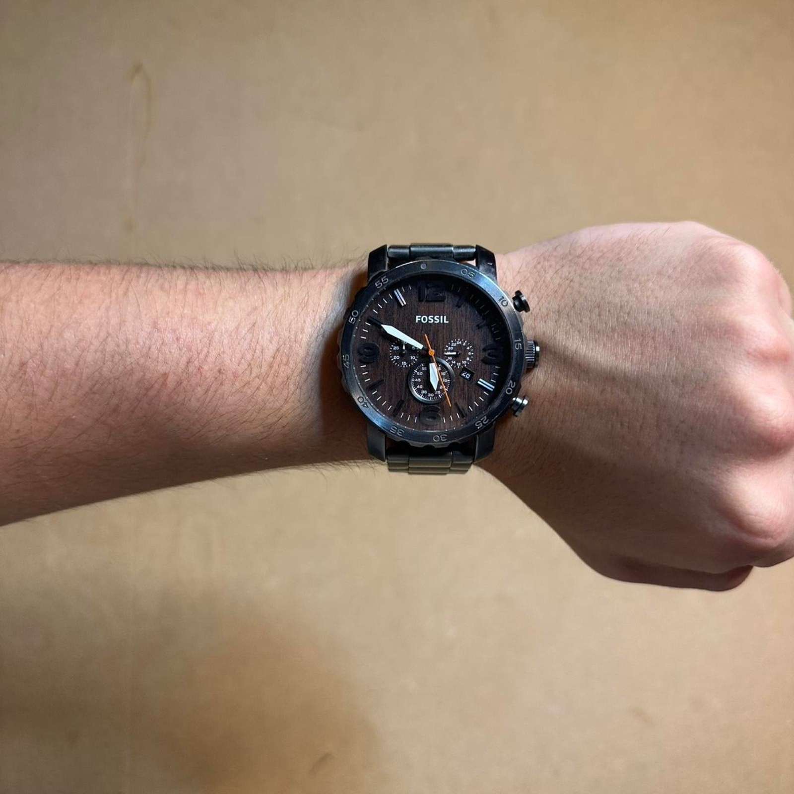 Fossil Black Watch with Brown Face