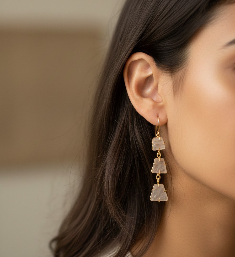Earrings Natural Gemstone Statement Long Hanging Earing For Women.