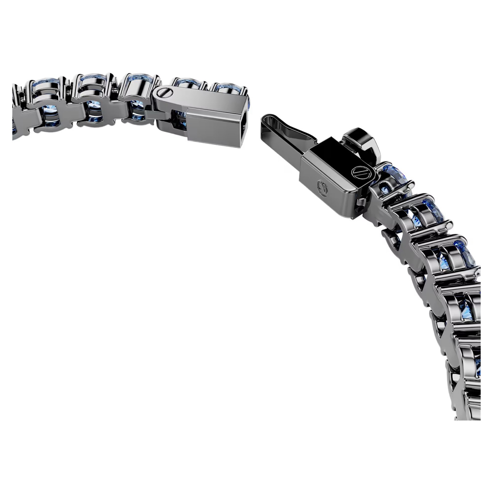Swarovski Matrix Tennis Bracelet, Round Cut, Blue, Ruthenium 5743440 (Size M)