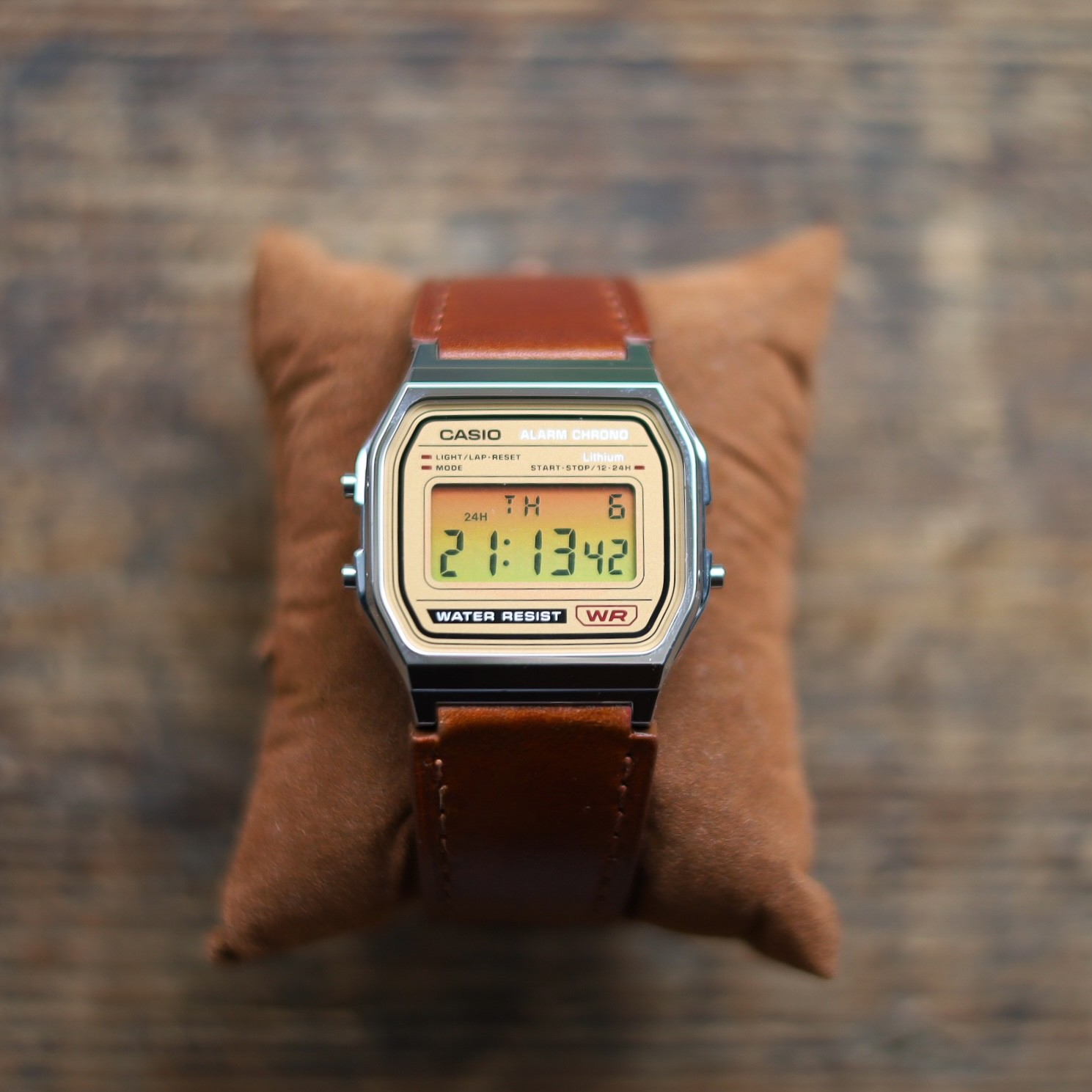 Casio A158 With Custom Brown Leather Strap: Brand new mod with box and papers