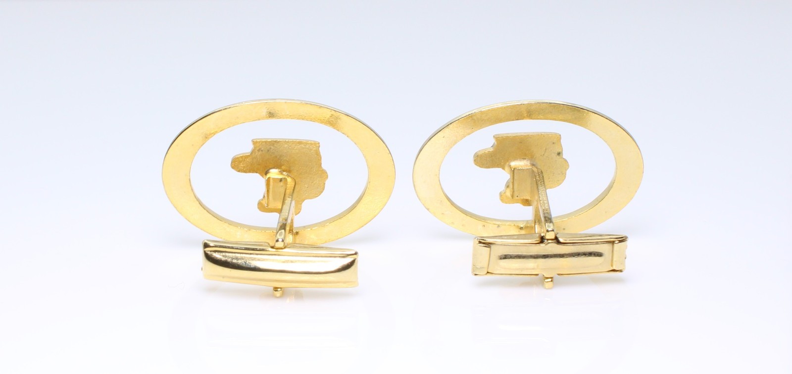 Vintage 1950s Orange Enamel Mascot Floating Logo Cufflinks MCM Gremlin Gnome