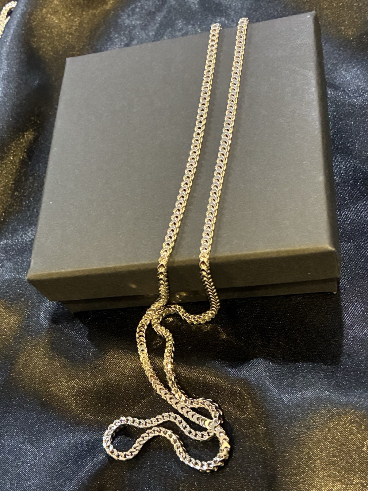 Unisex 925 Sterling Silver 2.5mm Square Franco Chain Necklace 22″ Rhodium Plated