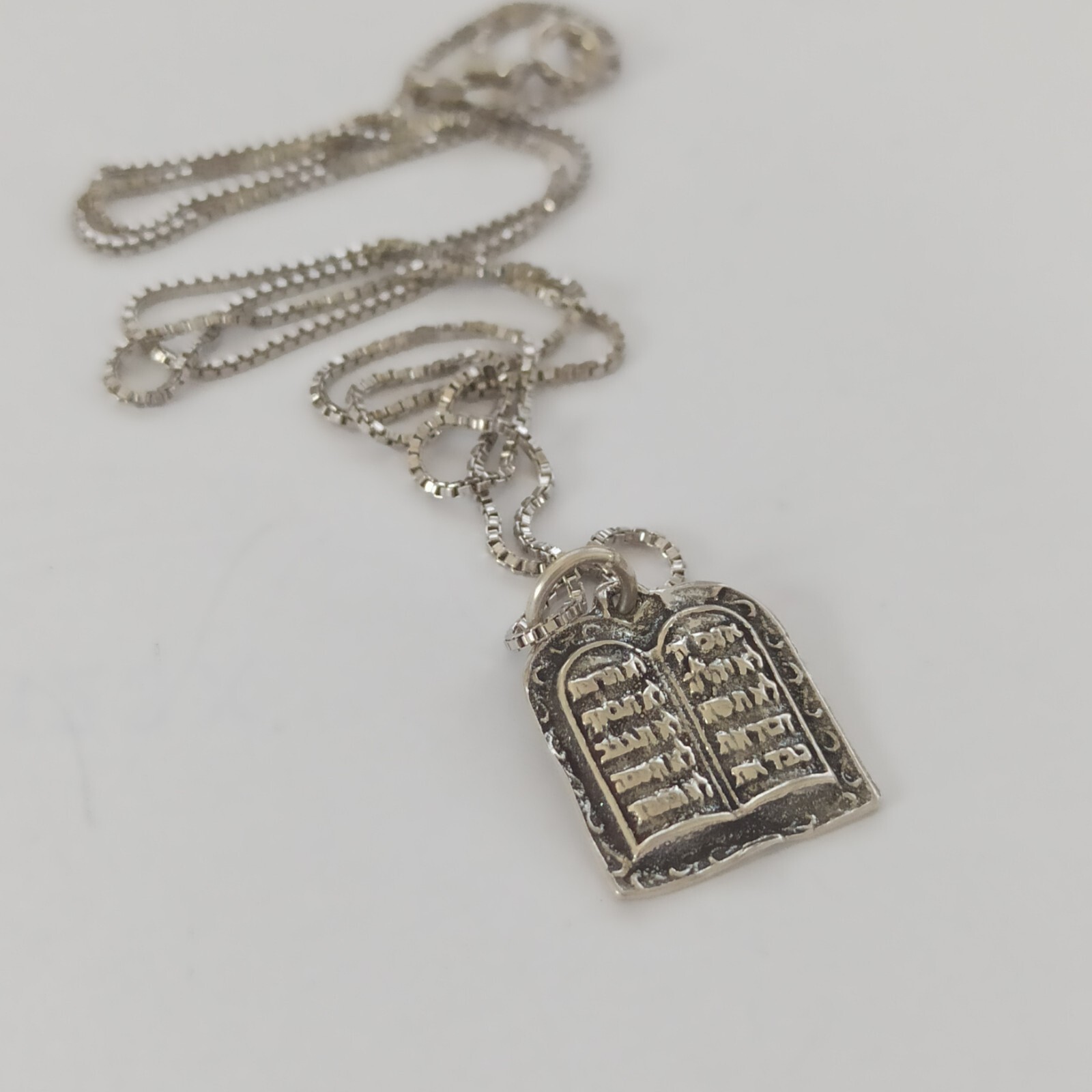 Ten Commandments Necklace Vintage Silver 925 Hebrew Men Women Jewish VTG Gift 19