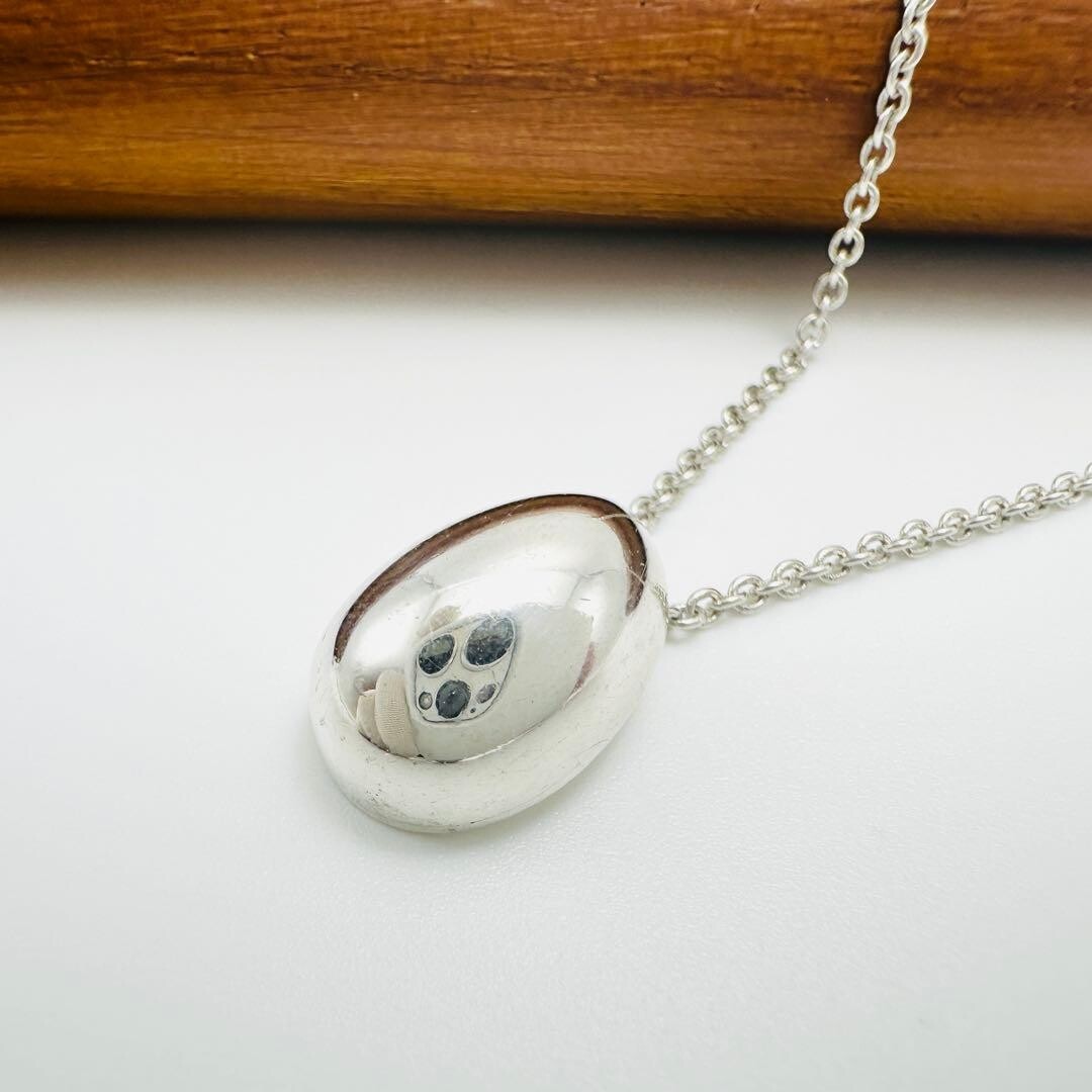 Georg Jensen Silver 925 Oval Dome Pendant Necklace 46cm Authentic From Japan