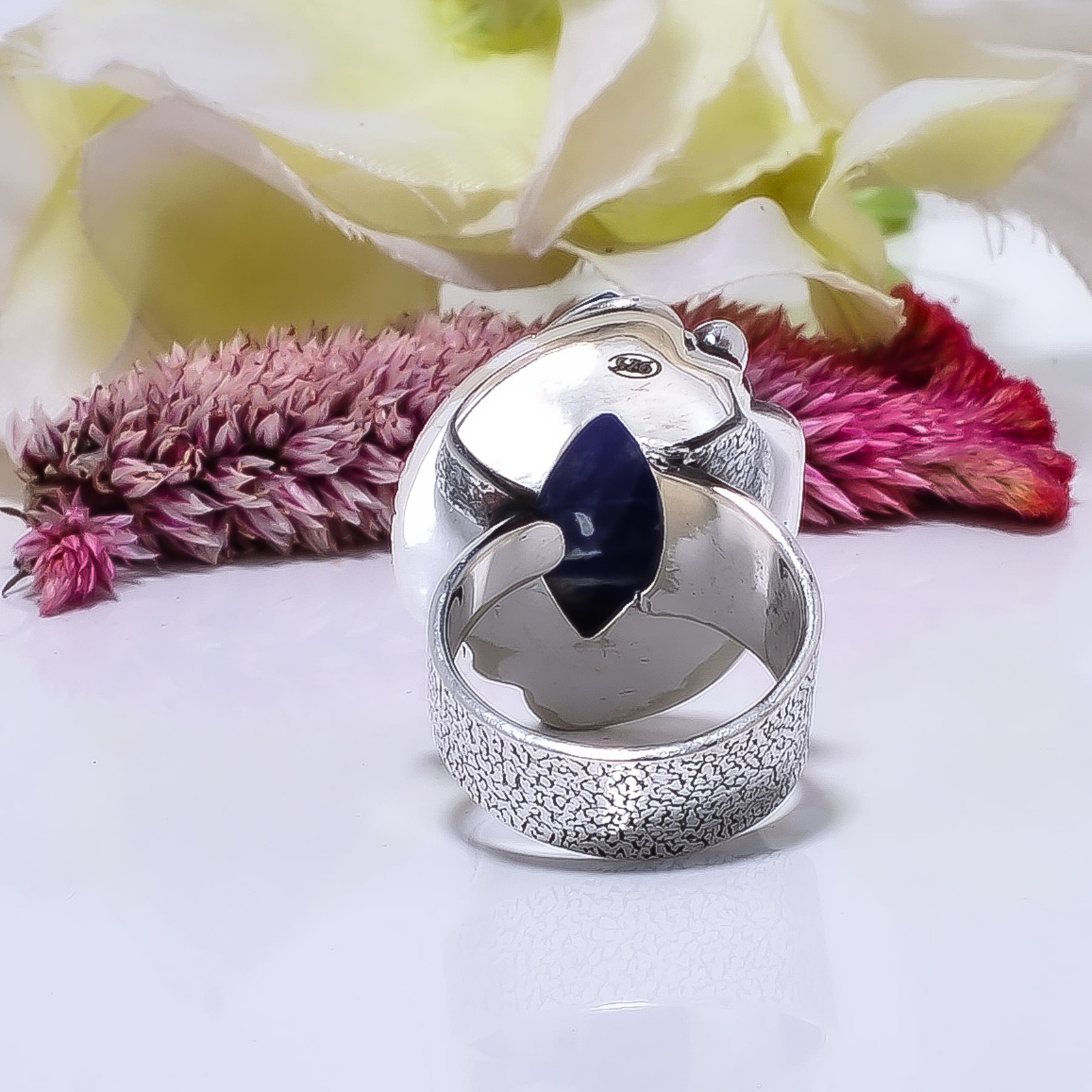 Natural Sodalite Earring in 925 Sterling Silver, Handmade Elegant Jewelry