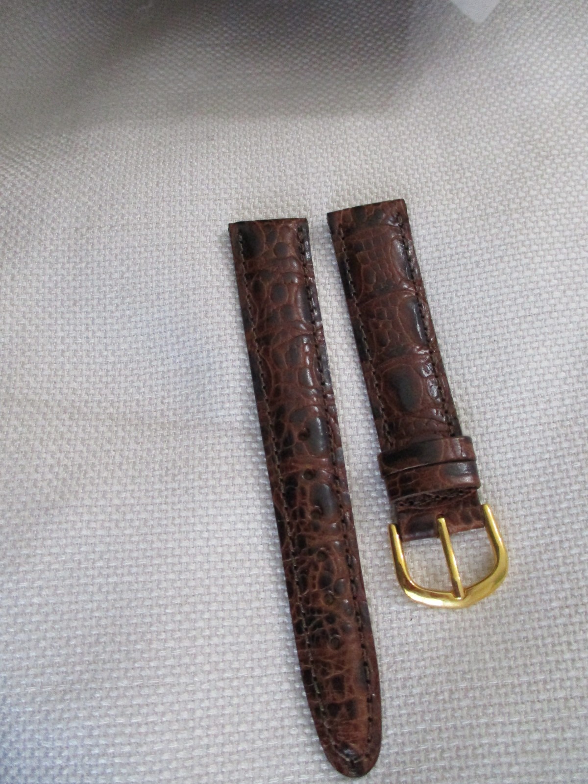 GENUINE leather usa watchstrap watch band strap 18mm brown croco grain gold